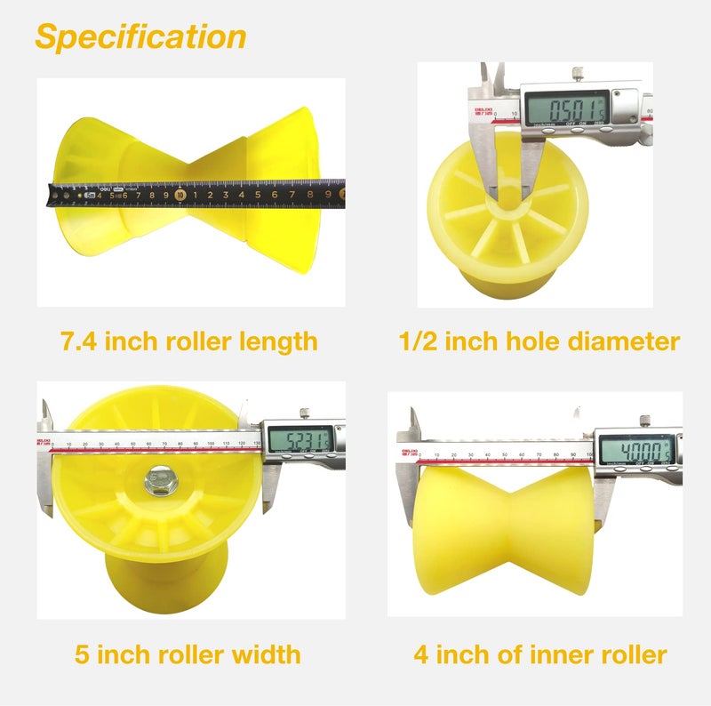 UANOFCN Ultimate 4" X 7" Overall Width Boat Trailer Roller Bow Stop Polyurethane 1/2" Mounting Hole - Image 5